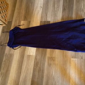 Betsy & Adam Drapey Strap Maxi Satin Ruffle purple 14
